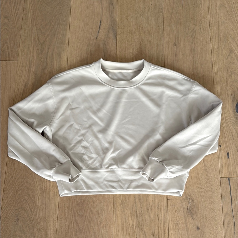 Lululemon Cream (White Opal) Softstreme Cropped Crewneck Sweatshirt/Sweater 2